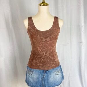 Vintage brown floral print tank top women's medium Judy Knapp California